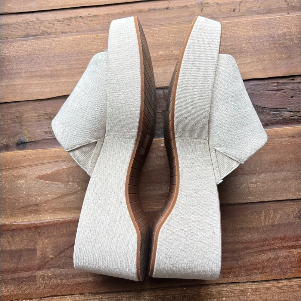 & Other Stories Canvas Cream Platform Mules Chunky Sole Size 38 / US 7